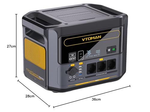 VTOMAN FlashSpeed 1500 Tragbare Powerstation - 1548Wh Solargenerator mit 3x 1500W (3000W Spitze) AC Ausgang, 0-100% Schnellladung in 1 Stunde, LFP Powerstation für Outdoor, Camping, Wohnmobil, Notfall