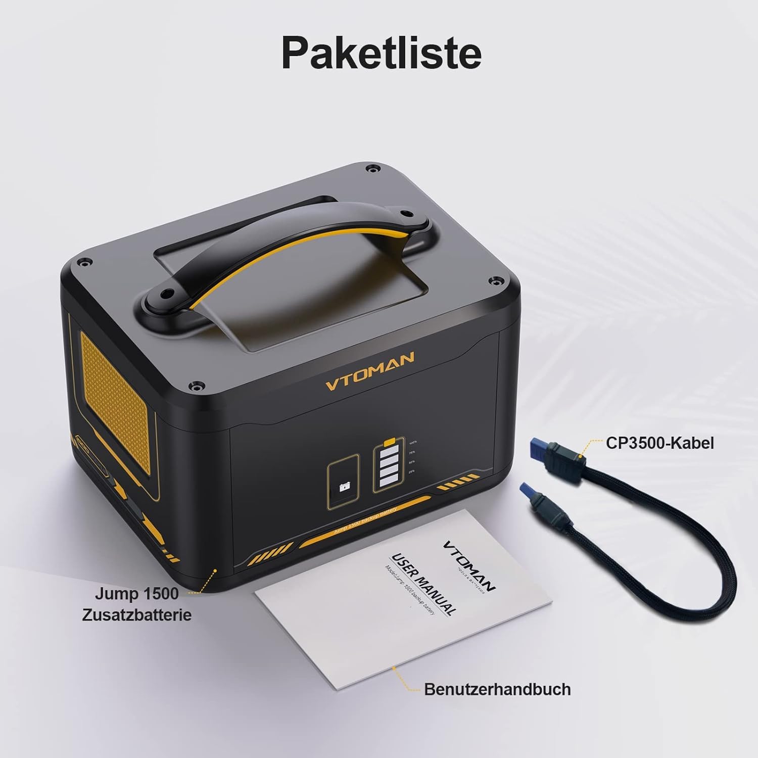 VTOMAN Jump 1500X Zusatzbatterie 1548Wh - LiFePO4 Batterie für Erweiterungs Jump 1500X/Jump 2200 Tragbare PowerStation, für Outdoor Camping, Garten, Wohnmobil, Reisen, Angeln, Notfall,Off-Grid, RV