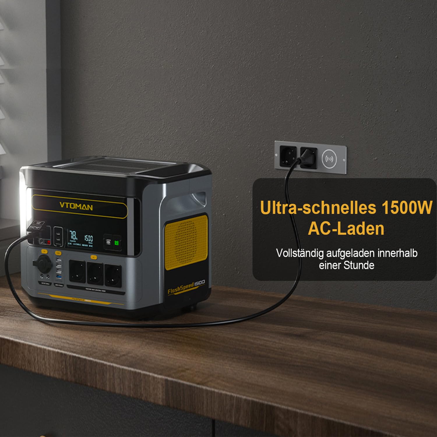 VTOMAN FlashSpeed 1500 Tragbare Powerstation - 1548Wh Solargenerator mit 3x 1500W (3000W Spitze) AC Ausgang, 0-100% Schnellladung in 1 Stunde, LFP Powerstation für Outdoor, Camping, Wohnmobil, Notfall