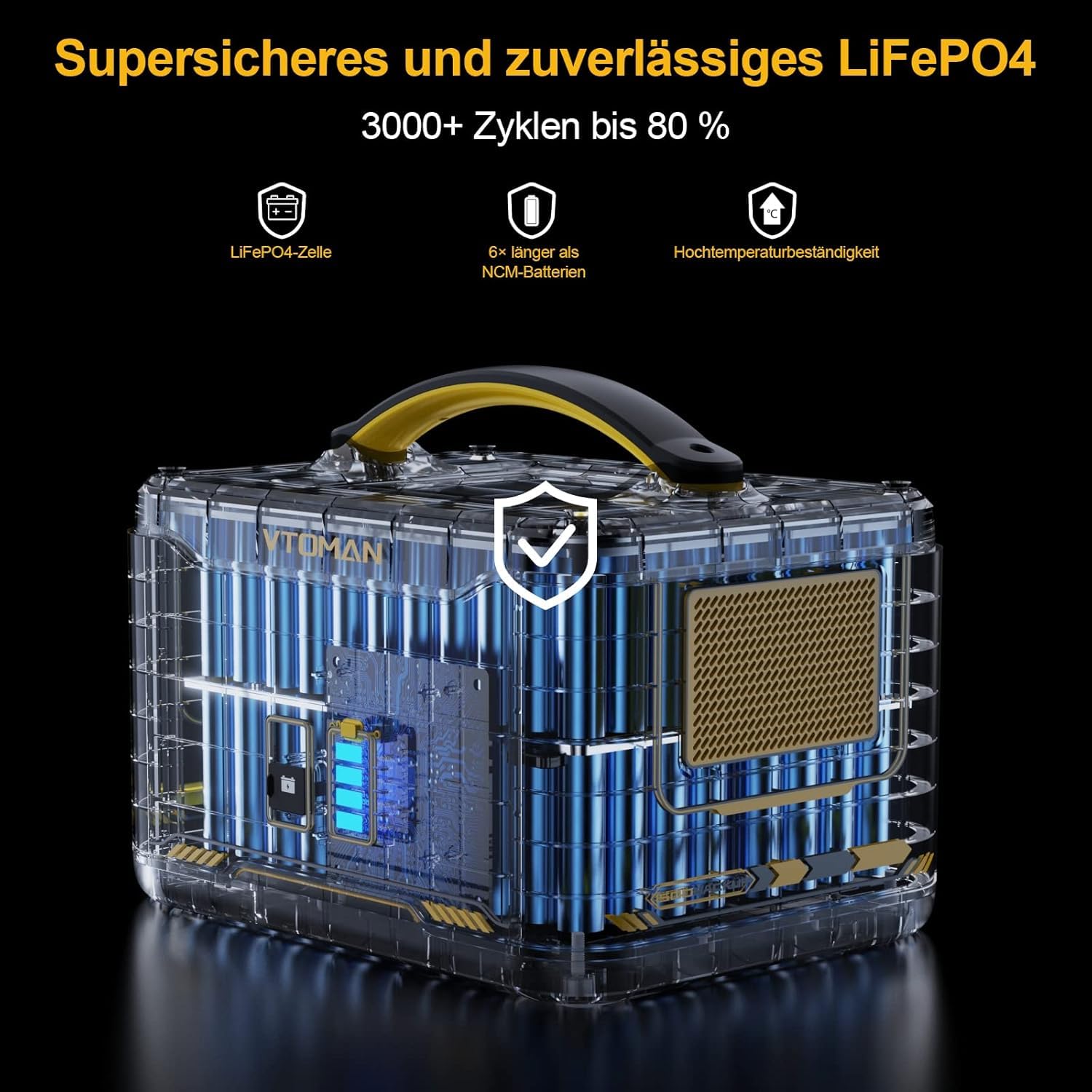 VTOMAN Jump 1500X Zusatzbatterie 1548Wh - LiFePO4 Batterie für Erweiterungs Jump 1500X/Jump 2200 Tragbare PowerStation, für Outdoor Camping, Garten, Wohnmobil, Reisen, Angeln, Notfall,Off-Grid, RV