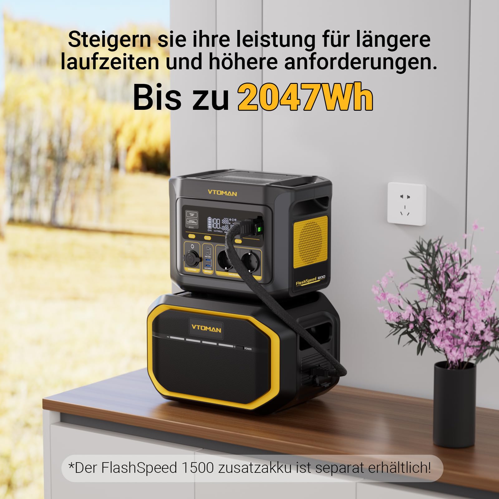 VTOMAN FlashSpeed 600 Tragbare Powerstation mit 110W Solarpanel - 499Wh/600W (Spitze 1200W) Schnellladung Solargenerator LiFePO4 Akku, 100W USB-C 70Min voll aufgeladen für Wohnmobil, Camping, Notfall