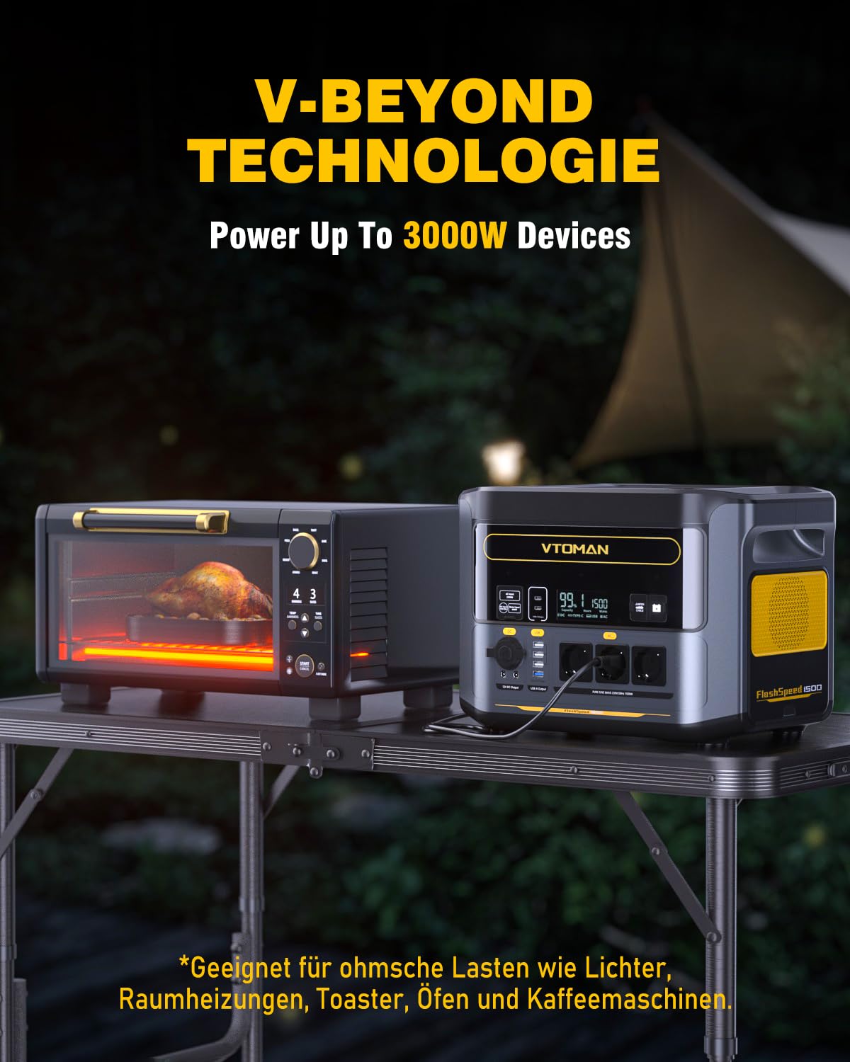 VTOMAN FlashSpeed 1500 Tragbare Powerstation 3096Wh - 1500W(Spitze 3000W) Solar Generatoren Paket (Inklusive Zusatzbatterie & 400W Solarpanel), LiFePO4 Batterie 12 Ausgangsport für Notstrom, Camping