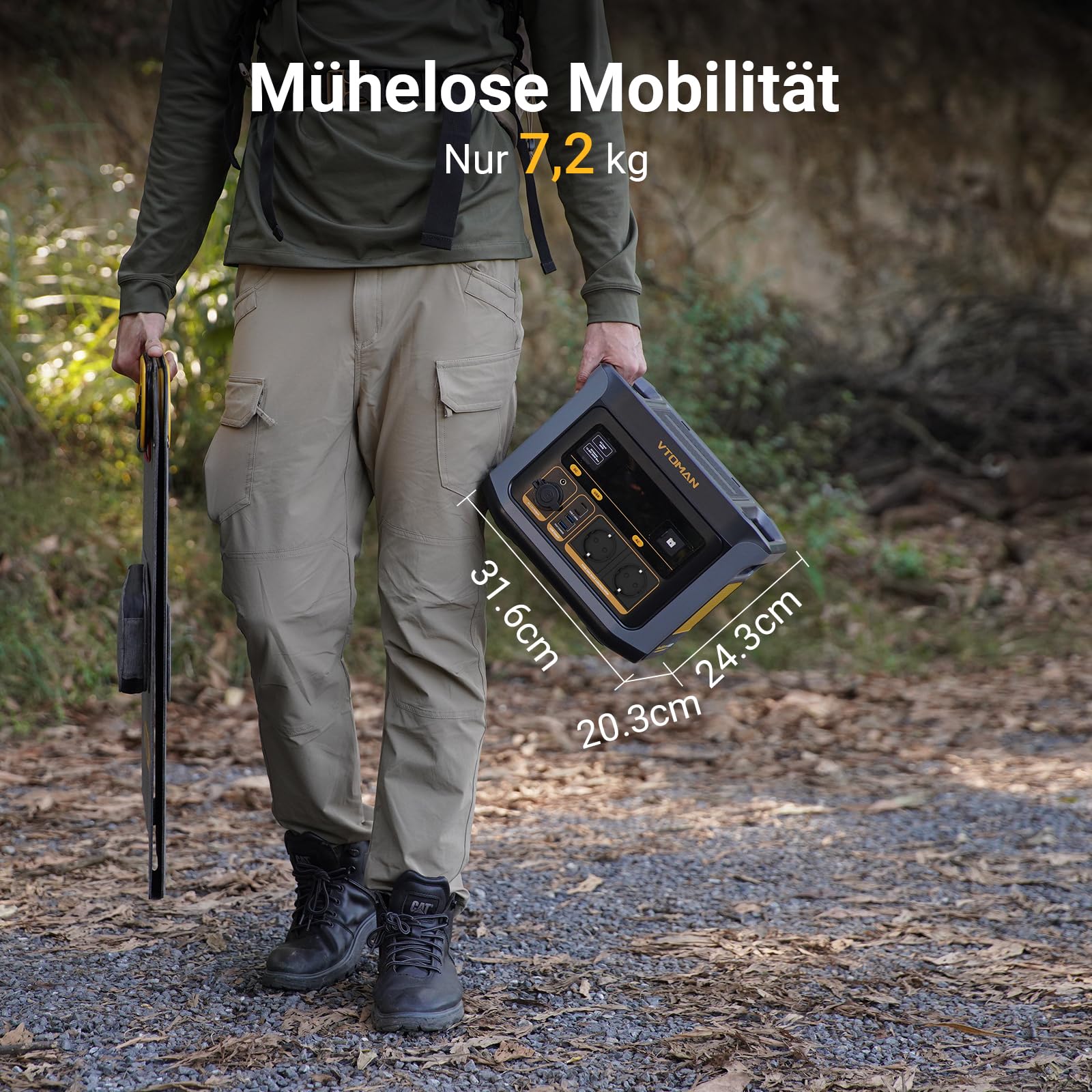 VTOMAN FlashSpeed 600 Tragbare Powerstation mit 110W Solarpanel - 499Wh/600W (Spitze 1200W) Schnellladung Solargenerator LiFePO4 Akku, 100W USB-C 70Min voll aufgeladen für Wohnmobil, Camping, Notfall