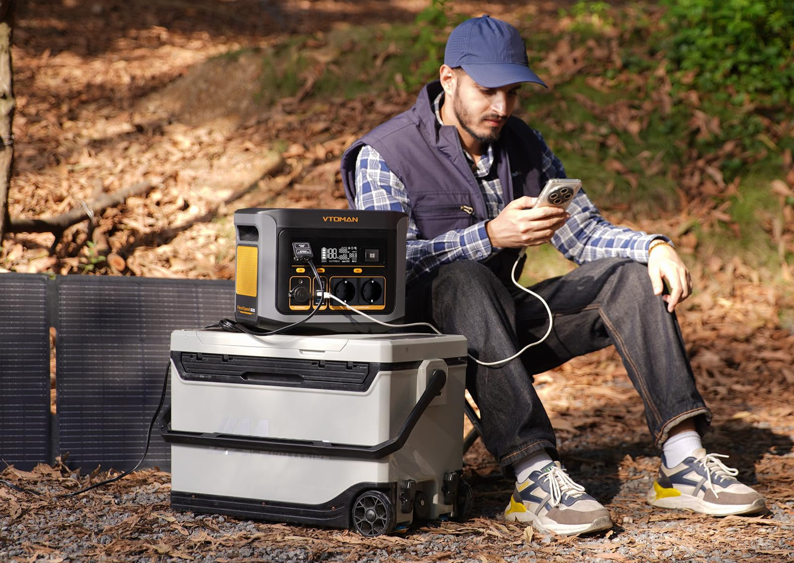 VTOMAN FlashSpeed 600 Tragbare Powerstation mit Zusatzbatterie - 2047Wh/600W (Spitze 1200W) Solargenerator LiFePO4 Akku, 100W USB-C/230VAusgang Schnellladeleistung für Wohnmobil, Camping, Notfälle